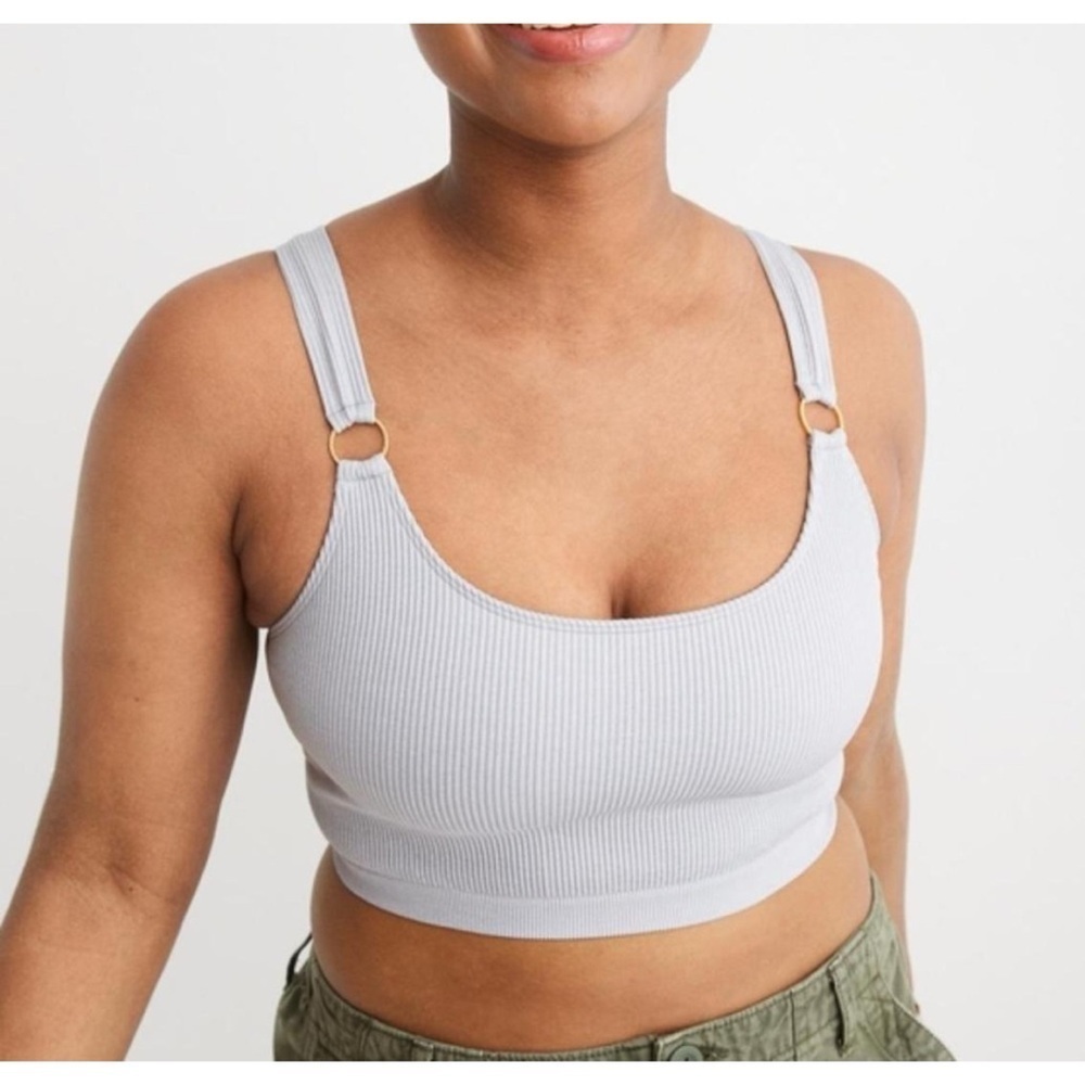 NWT aerie Ribbed Scoop Bralette in Light Gray